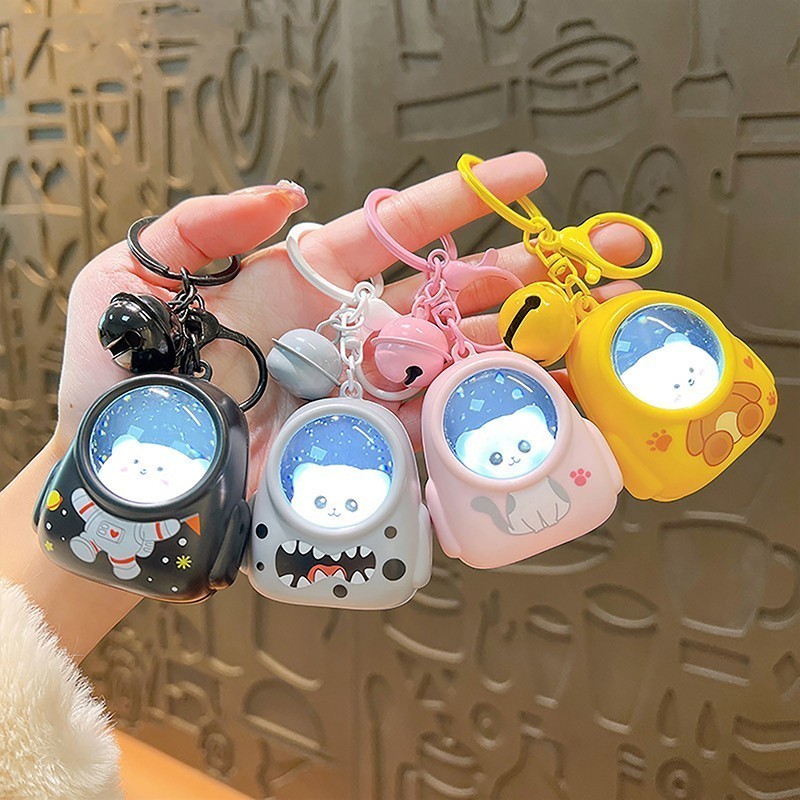 พวงกุญแจ จี้การ์ตูนแมวน่ารัก แพนด้า มีไฟกลางคืน LED อเนกประสงค์ สําหรับห้อยกระเป๋านักเรียน YSK01