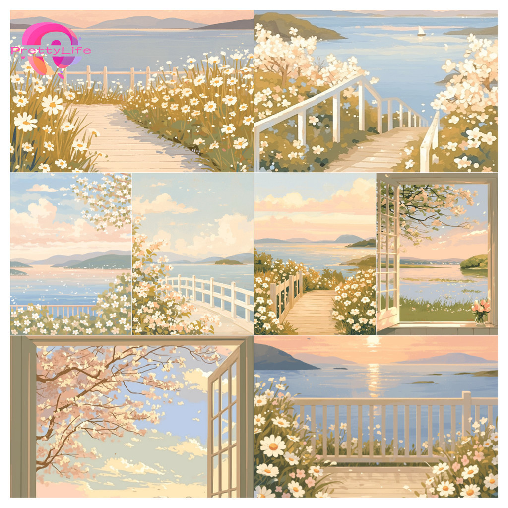 【 Pl 】ทิวทัศน ์ ธรรมชาติชายฝั ่ ง 5D DIY เพชรทาสีคริสตัลรอบเพชรฝังเพชรชุดเพชรน ้ ําเพชรภาพวาดตกแต ่ งบ ้ าน 30x40 ซม .