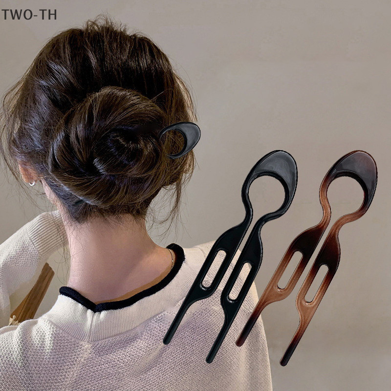 Two-th อะคริลิค U-รูปผม Stick หวานเรขาคณิต Headwear U-Shaped Hair Fork อุปกรณ ์ เสริมผมทรงผมเครื ่ องมือ Acetate Hairpin สาวใหม ่
