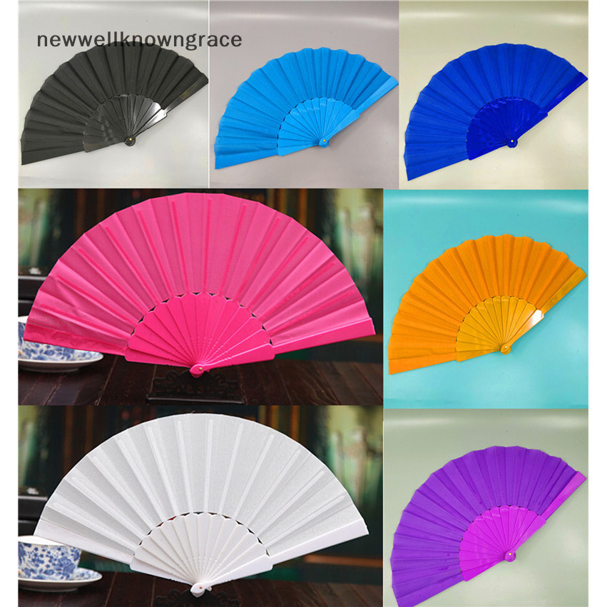 Newwellknowngrace 1PC สไตล ์ จีนผ ้ าพลาสติกพับมือถือพัดลมเต ้ นรํางานแต ่ งงานของขวัญ TH