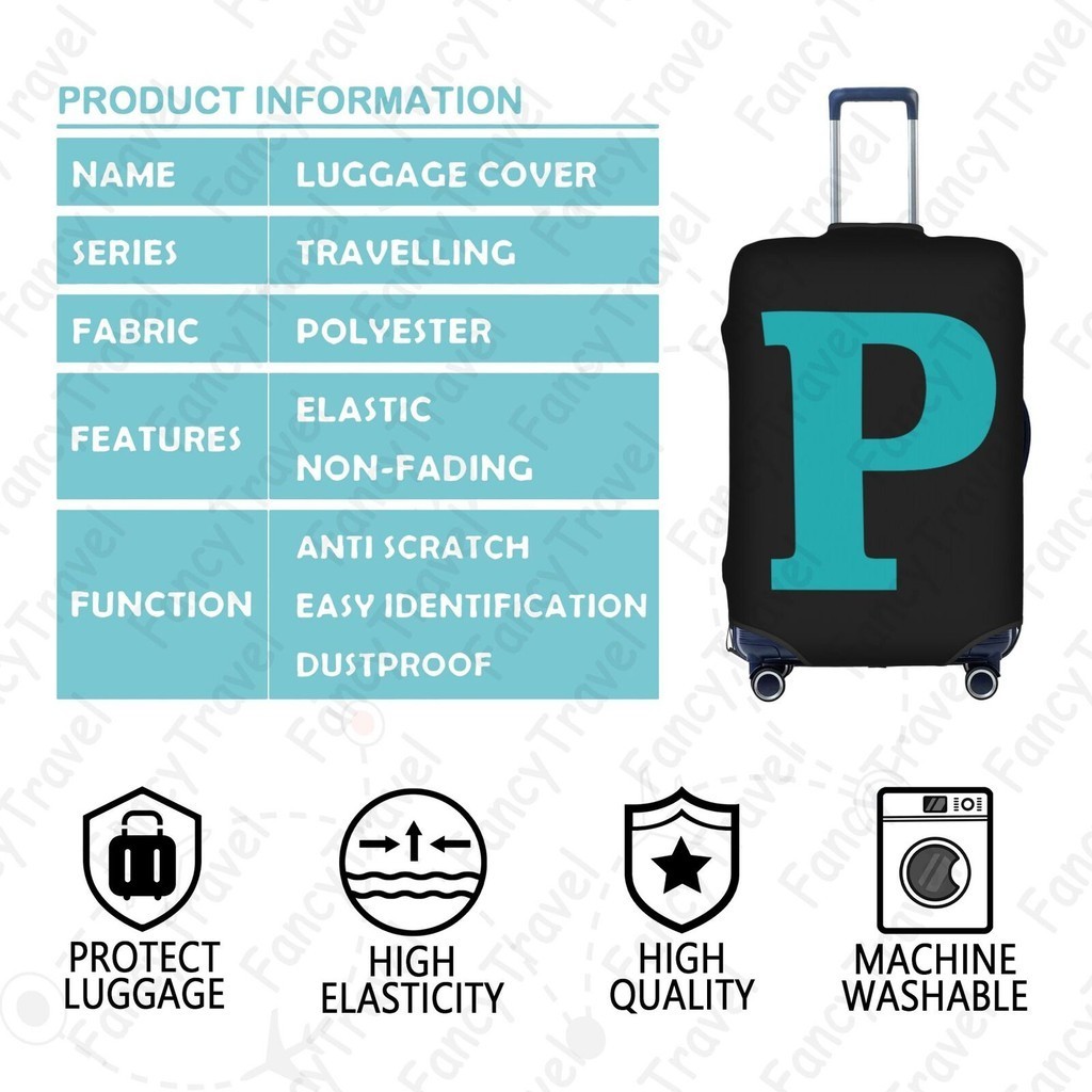 Fancytravel Letter P ผ้าคลุมกระเป๋าเดินทาง กระเป๋าเดินทาง ผ้ายึดได้เยอะ กันฝุ่น กันรอย สวมใส่ได้ ข้น 18/20/22/24/26/28/32นิ้ว