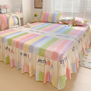 ผ้าปูที่นอนพิมพ์ลายสีรุ้ง มี 20 รุ่น ผ้าปูที่นอนแบบกระโปรงอัดพลีท เป็นมิตรกับผิว 3.5 ฟุต 5 ฟุต 6 ฟุต 6.5 ผ้าปูเตียง ผ้านอน ปลอกหมอน