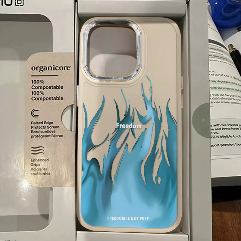 Creative Niche Blue Flame รูปแบบเคสโทรศัพท์สําหรับ IPhone 15 14 13 12 11 Pro Max X Xs XR 8 7 Plus กันกระแทก Anti Slip ทนทาน Aestheticly Please นุ่มปกหลัง