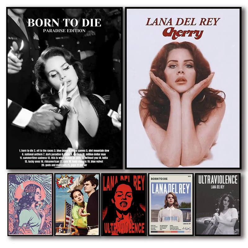 Lana Del Rey Aesthetic Music Album Rapper Poster, Hip Hop Movie Canvas ตกแต่ง, Wall Art, Mural, ตกแต