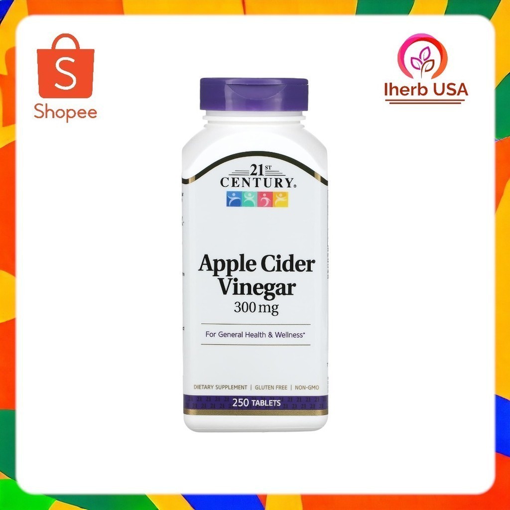 พร้อมส่ง 21st Century, Apple Cider Vinegar, 300 mg, 250 Tablets