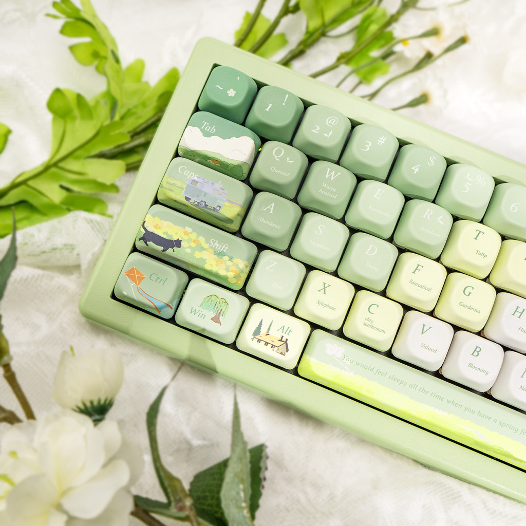 130 คีย์ฤดูใบไม้ผลิออก MOA Profile Keycap ชุดห้าด้าน Dye Sub PBT Keycaps สําหรับ Gateron MX Swatches Mechanical Gaming คีย์บอร์ด