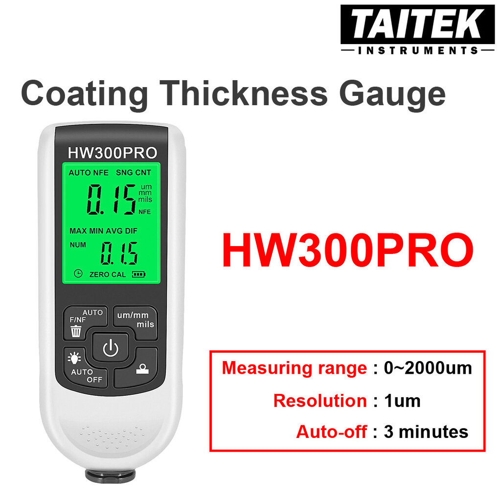 เครื่องวัดความหนาผิวเคลือบ Coating Thickness Gauge รุ่น HW300PRO ช่วงการวัด 0~2000um ความละเอียด 1um