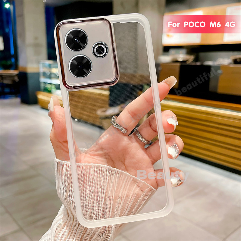 เคสใสใส Xiaomi POCO M6 4G 2024 เคสโทรศัพท์สําหรับ POCO M6 Pro 4G Soft TPU กันกระแทกกันชนกล้องปกป้องฝาหลัง PocoM6Pro M6 Pro PocoM6 5G 4G M6 POCO PocoM 6