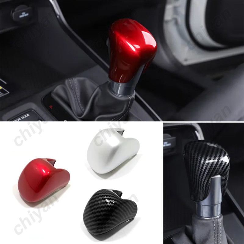 คาร์บอนไฟเบอร์สีแดงเงิน ABS เกียร์รถเกียร์ Shift Knob หัวเกียร์ Trim จัดแต่งทรงผมอุปกรณ์เสริมสําหรับ