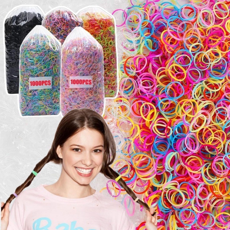 ยางรัดผมขนาดเล็ก 1000 ชิ้น สีสันสําหรับเด็กวัยหัดเดิน สําหรับสาวน้อย ผมยืดหยุ่นวงเล็ก อุปกรณ์ผม