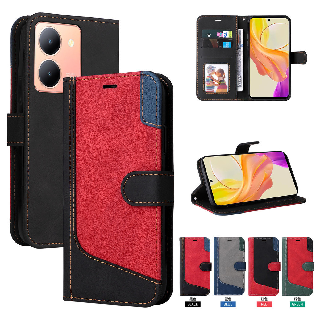 เคสวีโว Case for Vivo V40 V30 Pro 5G Y03 Y03t Y18 Y28 Y28s Y17s Y36 Y27 Y27s Y16 Y02s Y100 Y20 Y20i Y20s G Y21 Y21s Y21T Y33T Y33s Y35 Y22 Y22s X100 V23 V27 V29 V29e V2026/V2120/V2032 เคสโทรศัพท์หนังฝาพับพร้อมช่องใส่บัตร ซองมือถ