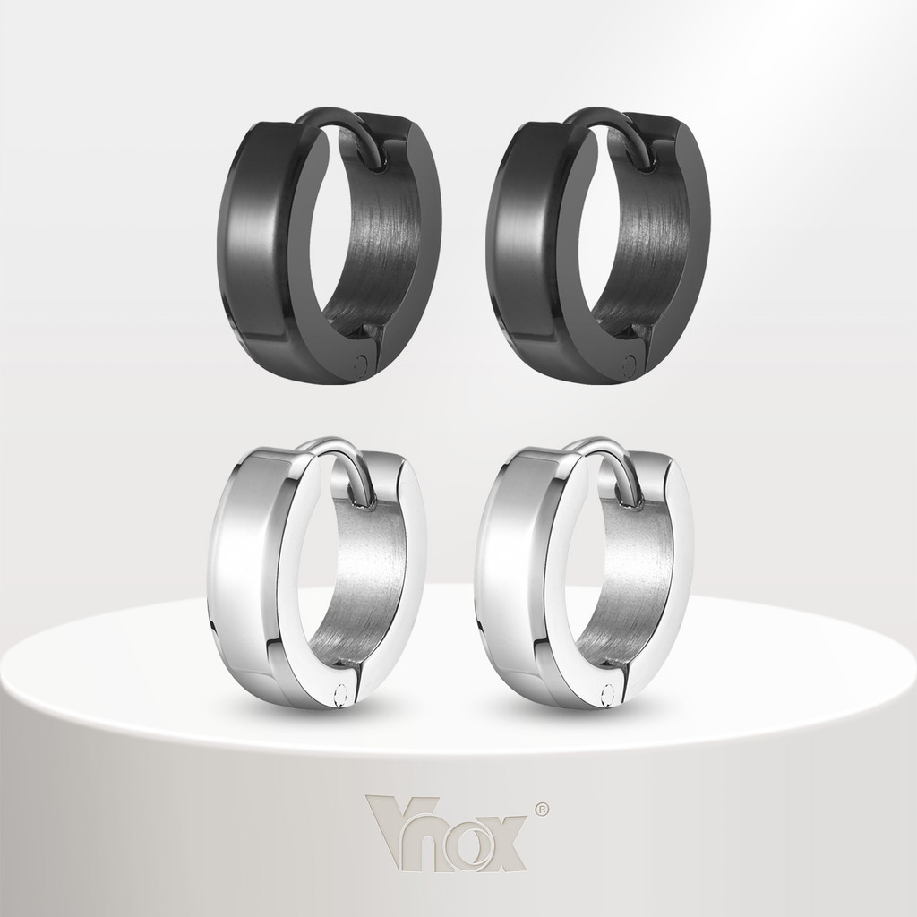 Vnox ต่างหู Huggyแบบห่วงขอบสแตนเลสคู่ Vnox สําหรับผู้ชาย Boy