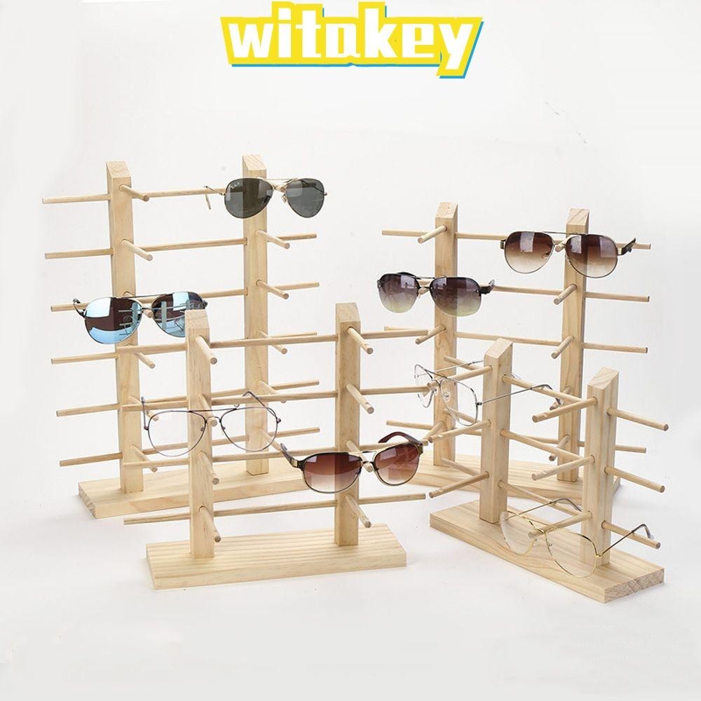 Witakey ขาตั้งจอแสดงผลแว่นตาไม้ประหยัดพื้นที่ชั้นวางหลายชั้นแว่นตากันแดดชั้นเก็บ