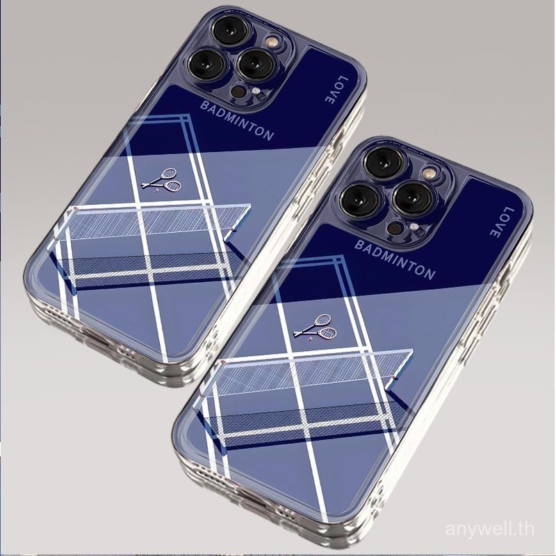 แบดมินตันเคสโทรศัพท์สําหรับiphone 11 12 promax 13 mini 14 plus 15pro Max x xr xs Max 7P 8PlusกรณีเดิมแฟนซีTPUโปร่งใสSport shell