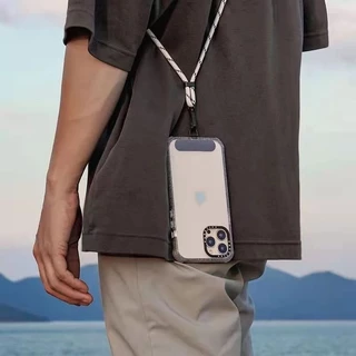 ปะเก็นเชือกคล้องโทรศัพท์มือถือในแนวทแยงมุมผ่านคลิปหนีบหลังเคสโทรศัพท์มือถือคลิปถาวร