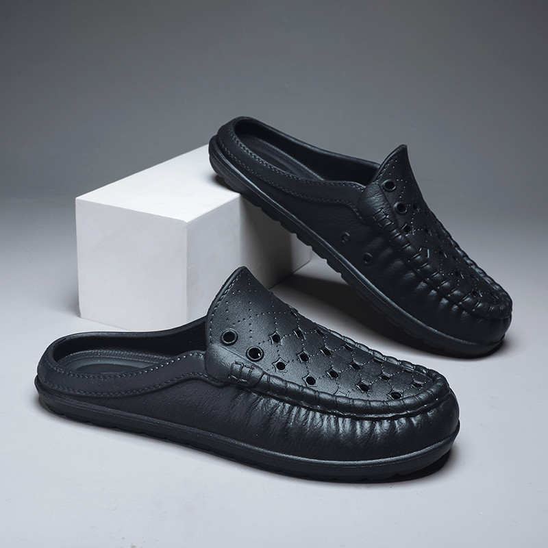 Casual Hollow Baotou รองเท้าแตะครึ่งเรียบง่ายสบาย Anti-slip Home Outing รองเท้าแตะชายหาด