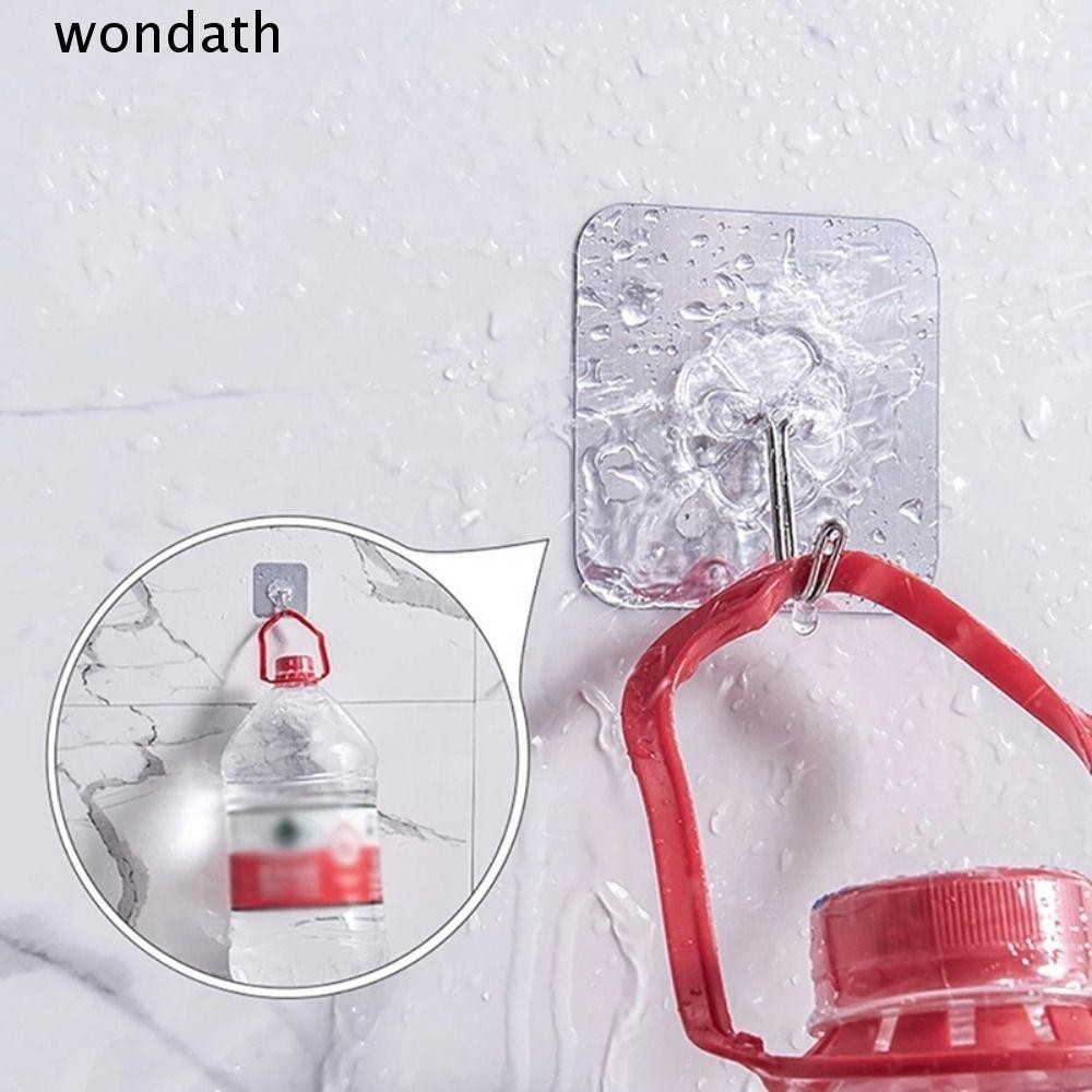 Wonda 1/3PCS ตะขอแขวนไม่มีรอยต่อ, ตะขอกาวในตัวโปร่งใสอเนกประสงค์, โปร่งใสหนักโหลด Strong Punch-free แขวนผนังไม้แขวนประตู