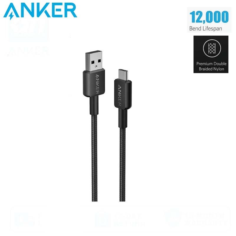สาย Anker 322 USB-A to USB-C (A81H5/A81H6/A81H7) (3ft/6ft/10ft)