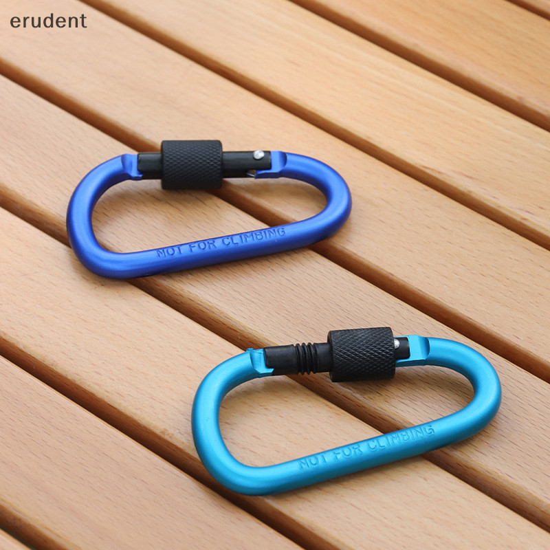 Erudent 1 PC กีฬากลางแจ้งหลายสีอลูมิเนียมโลหะผสมความปลอดภัยหัวเข็มขัดพวงกุญแจล็อค Camping เดินป่าปีนเขาปุ่ม D-shape Carabiner ใหม่