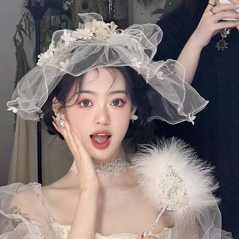 ผ้าโพกศีรษะเจ้าสาวผ้าคลุมหน้าสไตล์เกาหลี