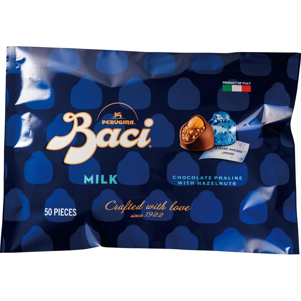 Perugina BACI Milk Chocolate 50 Pieces (Large Capacity, Individually Wrapped, Made in Italy, Gift)