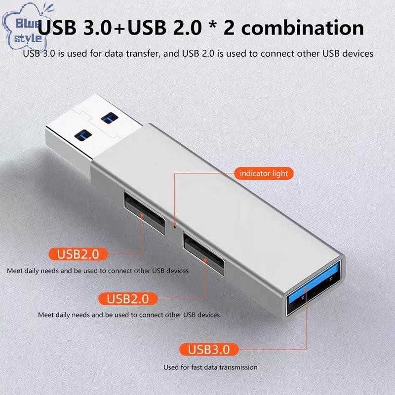 Bluestyle 3 In 1 แท่นขยาย HUB USB 3.0/Type-C 3.0 ถึง 3 USB Multi Port HUB OTG อะแดปเตอร์หลาย Expander สําหรับแล็ปท็อปพีซีใหม่