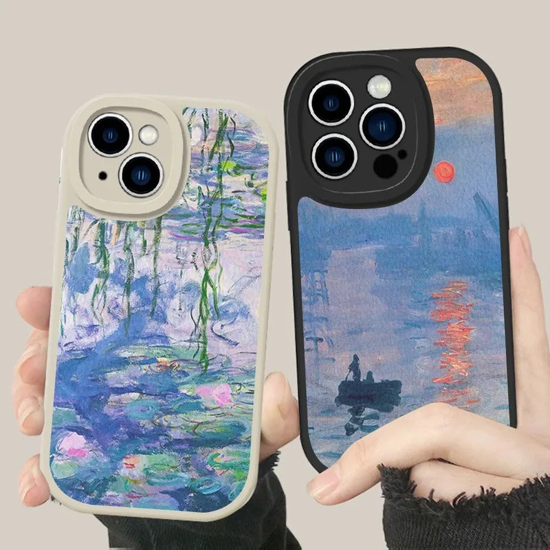 TP-1 Claude Monet Impressionism จิตรกรเคสโทรศัพท์หนังสําหรับ IPhone 14 13 12 Mini 11 14 Pro Max Xs X