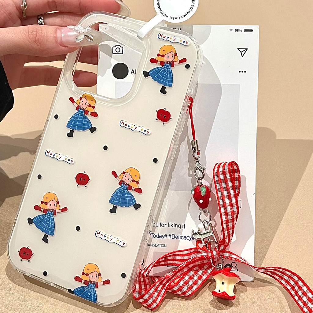 Huiwanju ที่ใช้งานได้ iPhone16promax เคสโทรศัพท์มือถือ 15pro กระโปรงสีฟ้าสาว iphone14 เกาหลี 13 น่าร