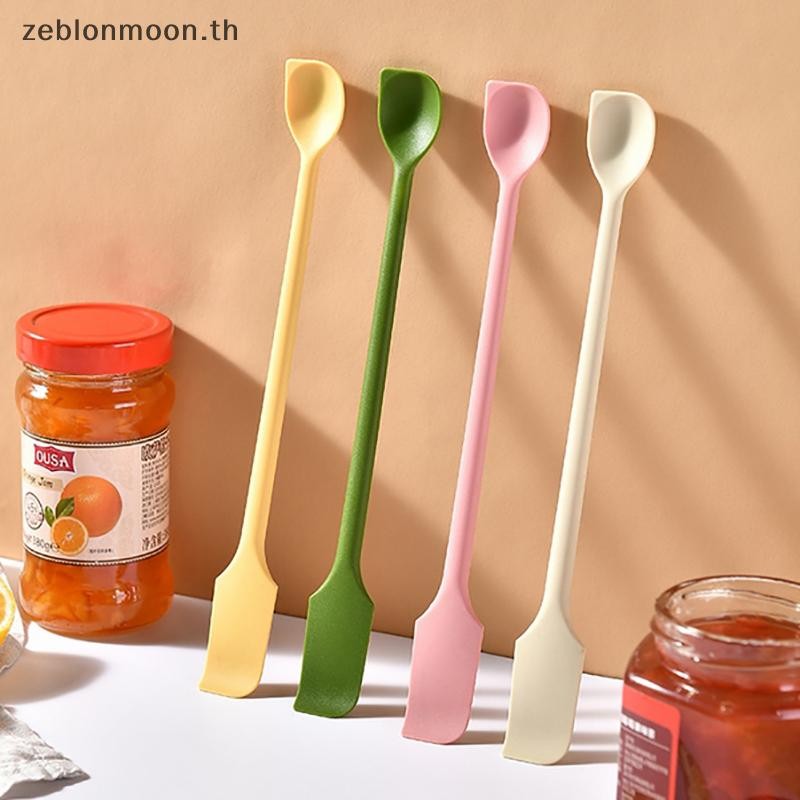 [HM] 1 ชิ้นไม้พายซิลิโคนทนความร้อนด้ามยาว Dual-Ended Scraper พร้อมช้อน Jam ไม้พายอุปกรณ์ครัวอุปกรณ์ครัว {th}
