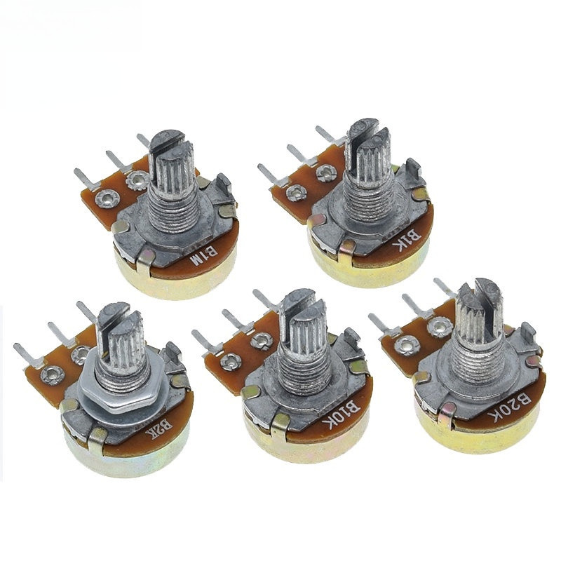 ตัวต้านทาน Potentiometer 1K 2K 5K 10K 20K 50K 100K 500K 1M Ohm WH148 Linear Potentiometer 2M 15 มม.3pins พร้อมถั่วและเครื่องซักผ้า
