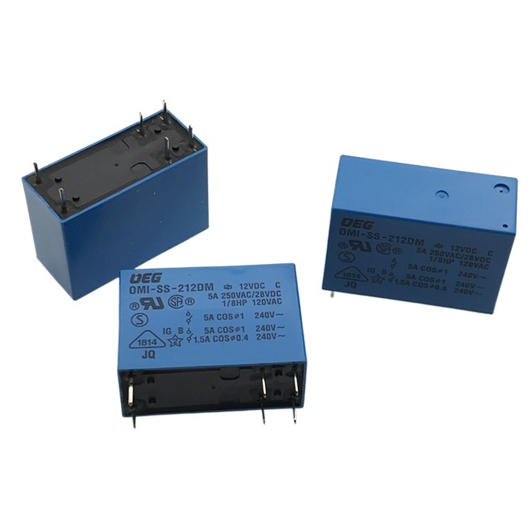 ของแท้ Taike OMI-SS-212DM รีเลย์แม่เหล็กไฟฟ้าพลังงานขนาดเล็กสองชุดเปิดปกติ 6 Pins 12VDC 5A
