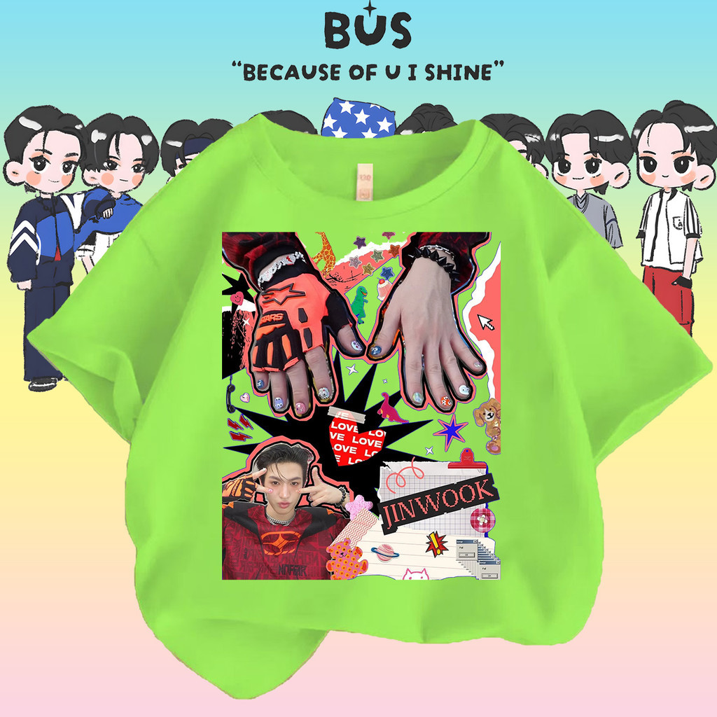 ขายร้อน🔥 NEW วงบอยแบนด์ tshirt Jinwook BUS because of you i shine T-shirt ผ้า Cotton For KIDS เด็ก แ