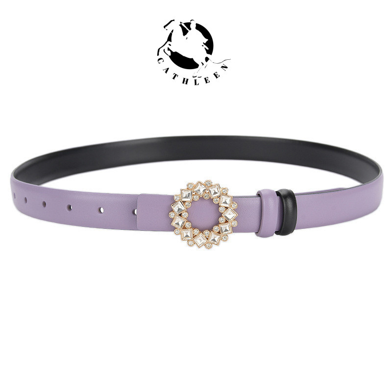 CATHLEENเข็มขัดหนังวัวแท้ หัวเข็มขัด เข้ากับทุกการแต่งกาย สําหรับผู้หญิงเข็มขัด