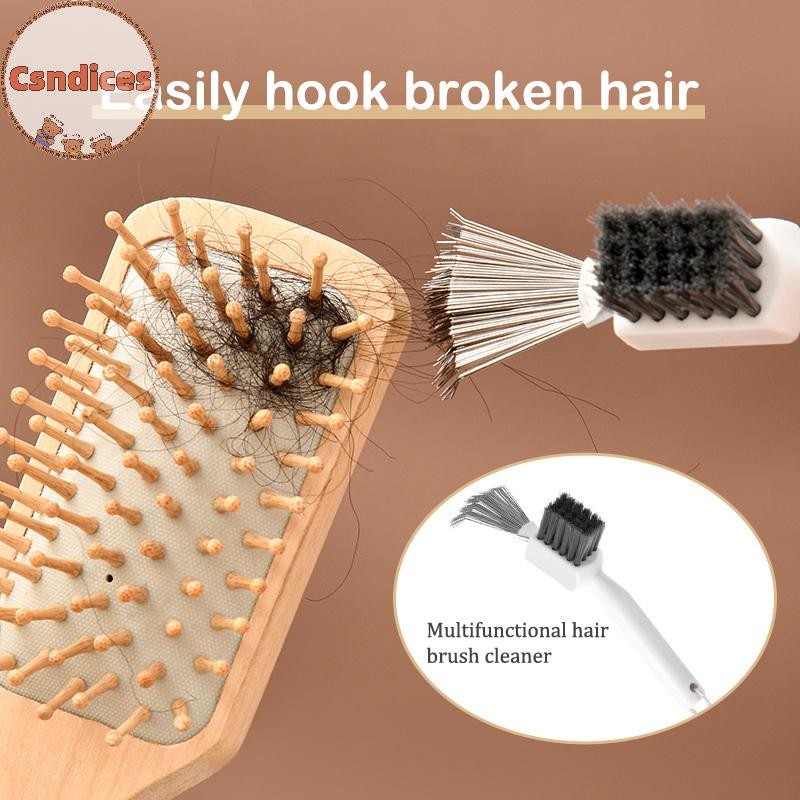 Csndices 2 in1 หวีทําความสะอาดที่ละเอียดอ่อนแปรงผมหวีทําความสะอาดเครื่องมือจับ Embed เครื่องมือถุงลม