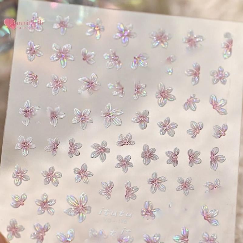 RENBG 1PCS สติกเกอร์เล็บ 5 กลีบดอกไม้ขนาดเล็กสดดอกไม้ขนาดเล็กสีเล็บ Decal DIY เล็บเครื่องมือ TH