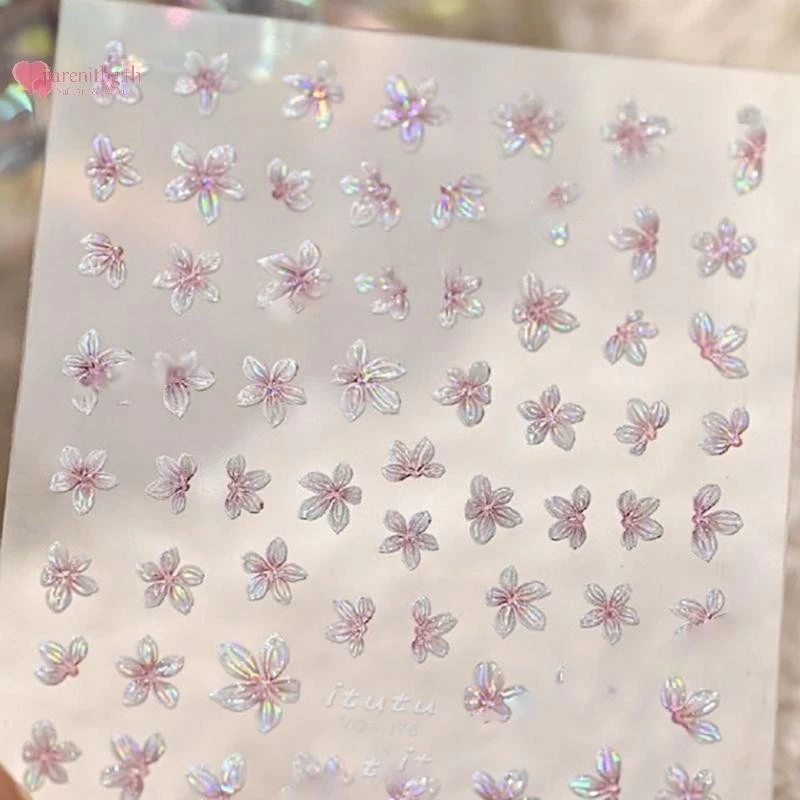 RENBG 1PCS สติกเกอร์เล็บ 5 กลีบดอกไม้ขนาดเล็กสดดอกไม้ขนาดเล็กสีเล็บ Decal DIY เล็บเครื่องมือ TH