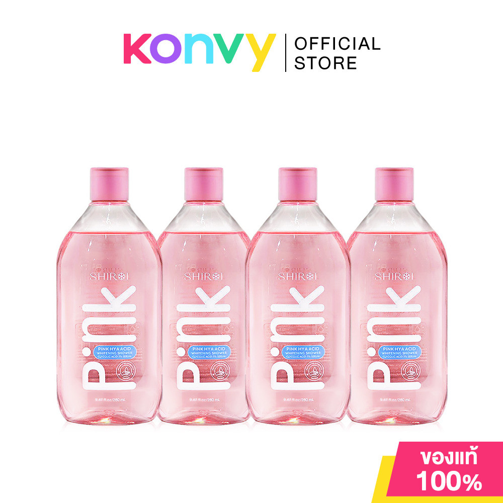 Shiroi Pink Hya Acid Whitening Shower Glycolic Acid 3% Serum [280ml x 4pcs] เซรั่มอาบน้ำ 2in1.