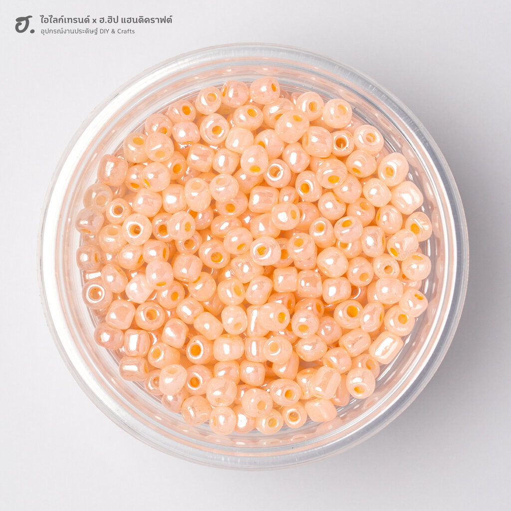 ลูกปัดเม็ดทราย ขนาด 4 มม. สีส้มอ่อนมุก Apricot Pearl