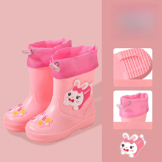 🎀LeTong🎀เด็กรองเท้าฝนเด็กชายและเด็กหญิงลื่นลูกปัดรองเท้าฝนกันน้ำ