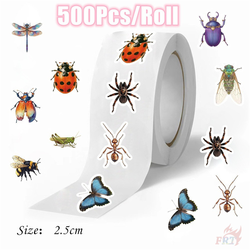 500ชิ้น/ม้วน แมลง . สติ๊กเกอร์รางวัลเด็ก Diy สมุดภาพอัลบั้มตกแต่งสติกเกอร์ฉลากปิดผนึก