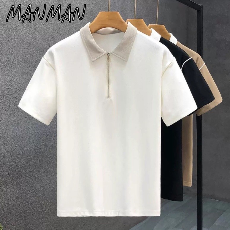 M＆M เสื้อโปโลสไตล์เกาหลีสำหรับผู้ชาย เสื้อยืดผู้ชาย เรียบง่ายสบายๆ แฟชั่นที่เข้ากันได้หลากหลาย การออกแบบ