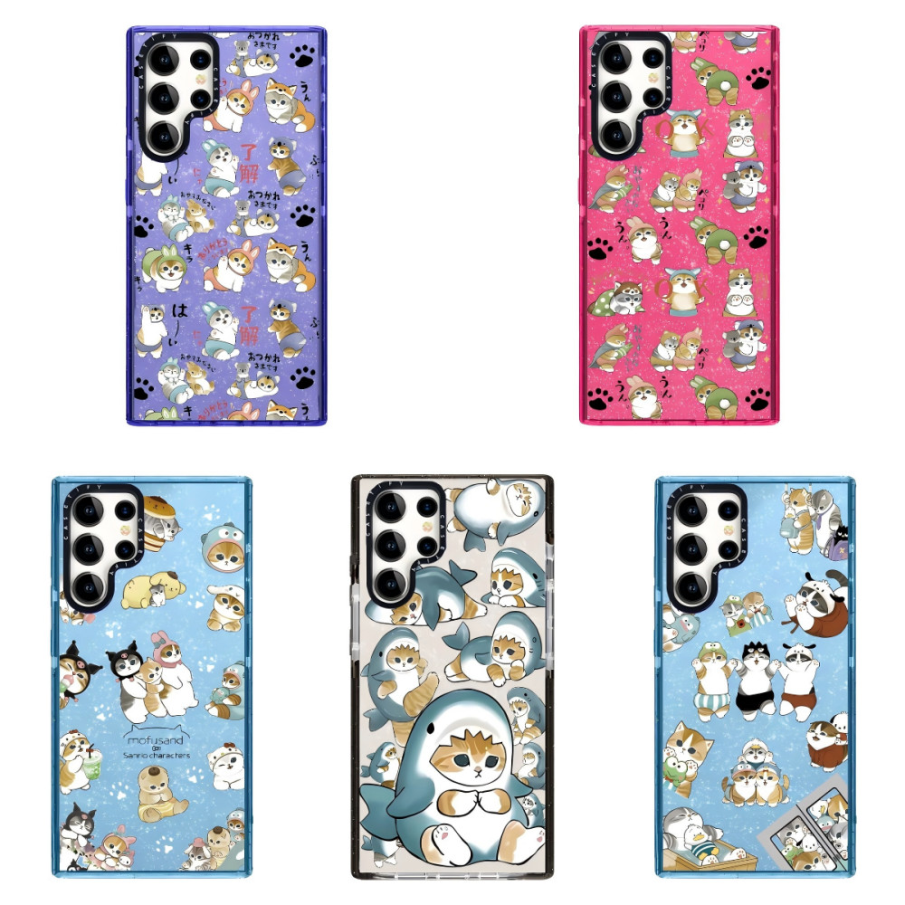 SAMSUNG Mofusand Macaron ขนมหวานแมวเคสโทรศัพท์โปร่งใสสําหรับSamsung Galaxy S22 S23 S24 S25 Plus Ultr
