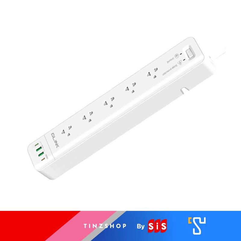 [Tinzshop]Glink GLS-01 ปลั๊กไฟ 5ช่อง 1 SW + USB-C + USB 2 ช่อง + PD 20W ความยาวสาย 3เมตร