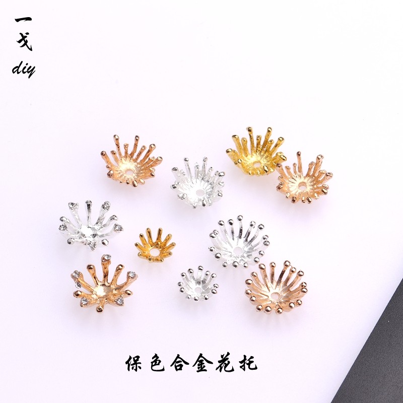 แกนดอกไม้โลหะที่คงสีและเกสร DIY ทำมือ ปิ่นปักผม วัสดุทำกลีบดอกไม้ห่อแก้ว อุปกรณ์โลหะ