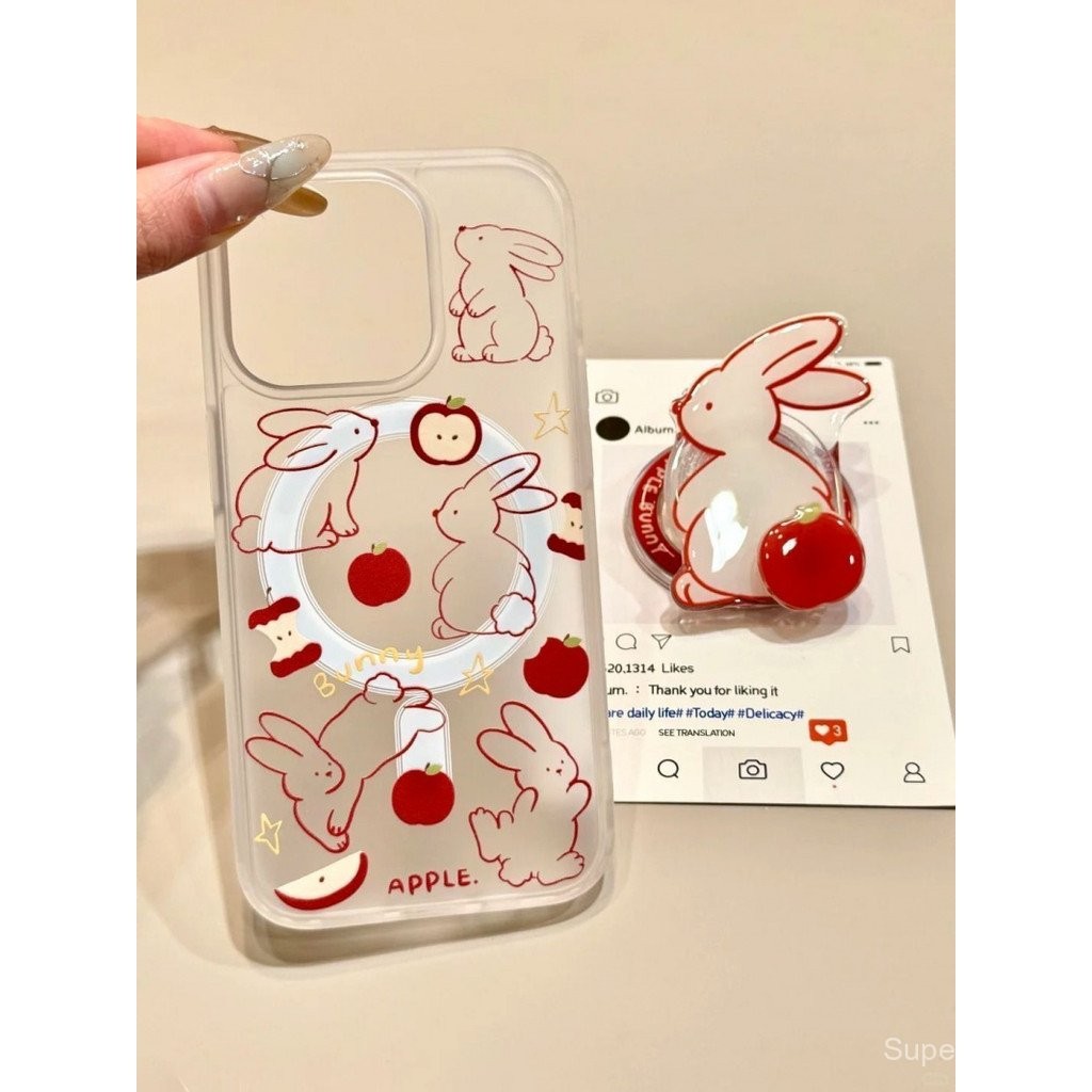 เคสโทรศัพท์สำหรับ iPhone 7 8 X XS XR XSMAX 11 12 13 14 15 16 Pro Max Plus การ์ตูน Apple Line กระต่าย