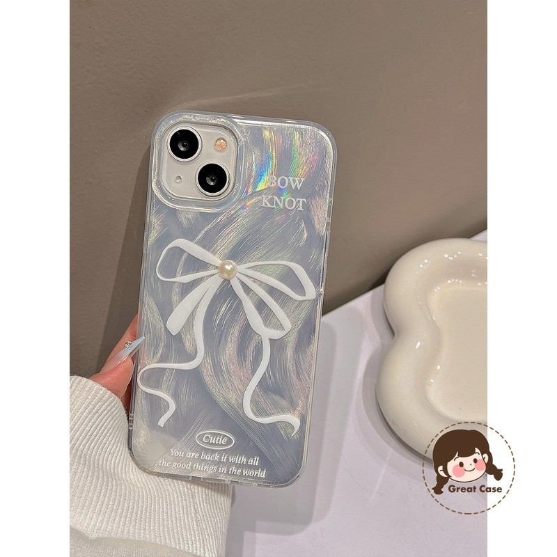 Glittler น่ารัก 3D Pearl Bow สําหรับ Vivo Y20 Y20s Y20A Y20i Y20T Y20G Y12A Y12S Y11S Y17 Y15 Y13 Y1