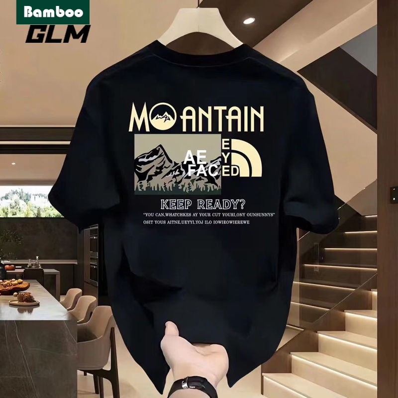 ของแท้อย่างเป็นทางการGLM แบรนด์อินเทรนด์ High-End แขนสั้นผู้ชายฤดูร้อน Ins หลวม Heavyweight รอบคอผ้า