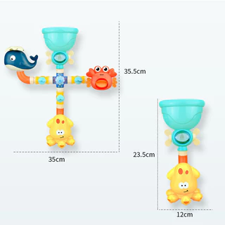 🛁💦ของเล่นในห้องน้ํา หัวฝักบัวแฟนซี กังหันน้ํา เพลงพลิกกลับ ปรับมุมได้ ถ้วยดูดซิลิโคน รูปทรงน่ารัก