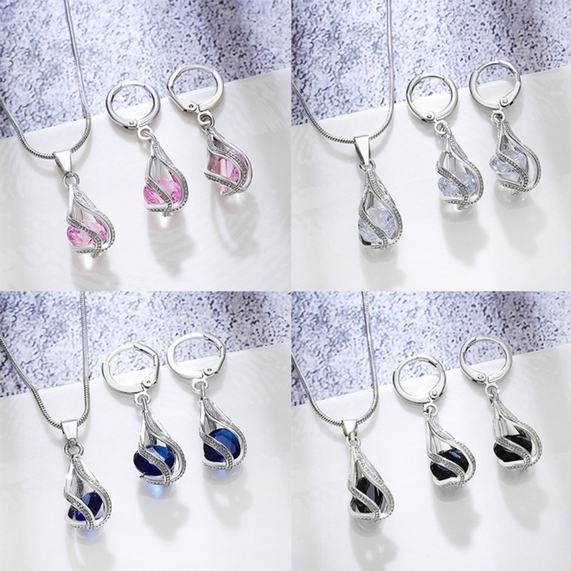 HO Cubic Zirconia Studs และสร้อยคอคริสตัลและ Zirconia ชุดเครื่องประดับสร้อยคอต่างหูอุปกรณ์เสริมสําหร