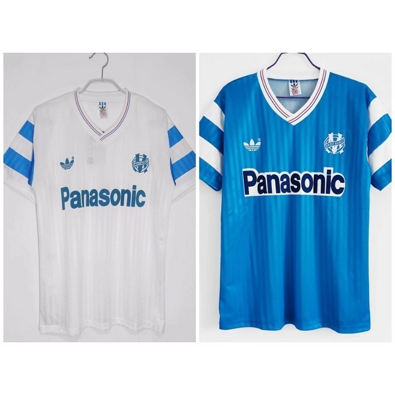 S-xxl เสื้อฟุตบอลวินเทจ 1990 Marseille Home/away Olympic Short Sleeve Marseille jersey Custom ชื่อ